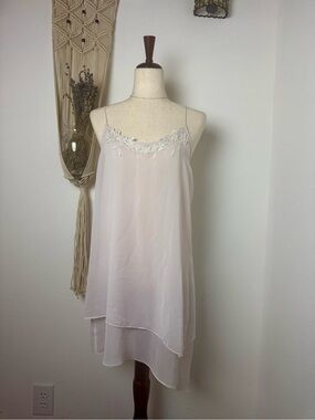 Linea Donatella Pale Blush Asymmetrical Slip Dress